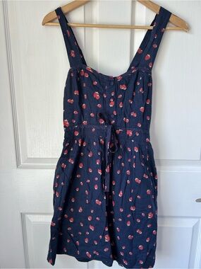Cooperative Navy Mini Dress with Red Strawberry Print